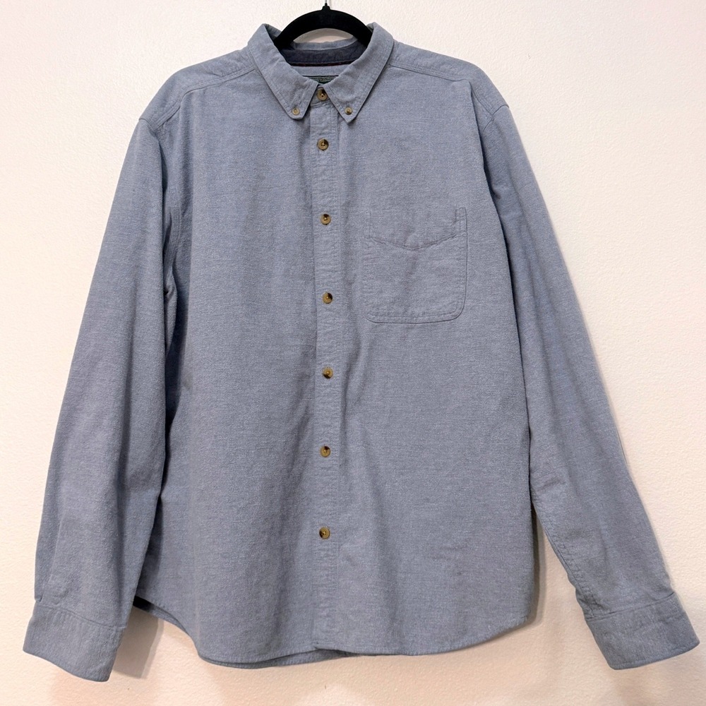 Woolrich Mens XL Button Down Shirt Blue Long Sleeve OUTDOORSY HERITAGE RUGGED